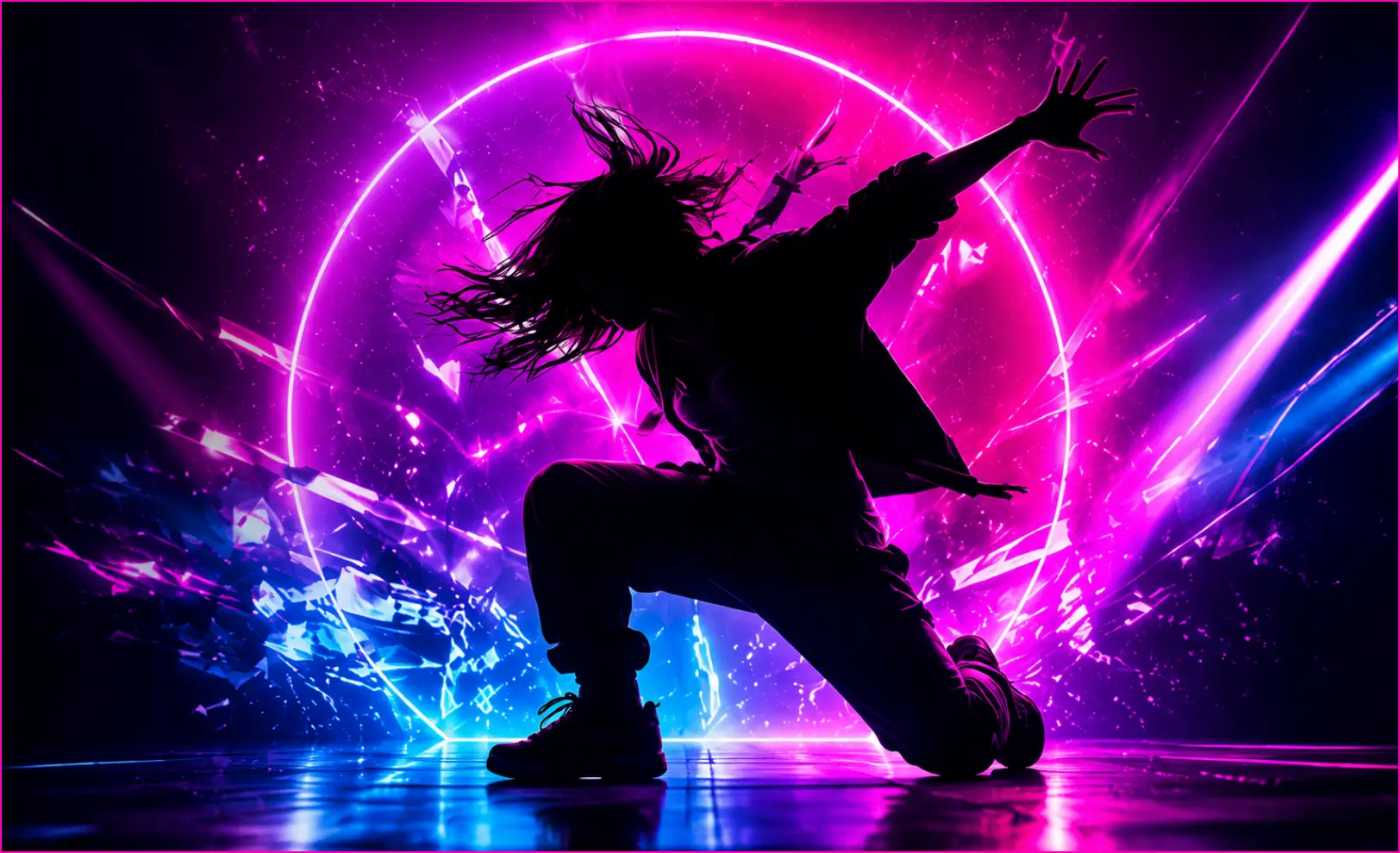 Illustration einer Tänzerin auf einer K-Pop-Bühne