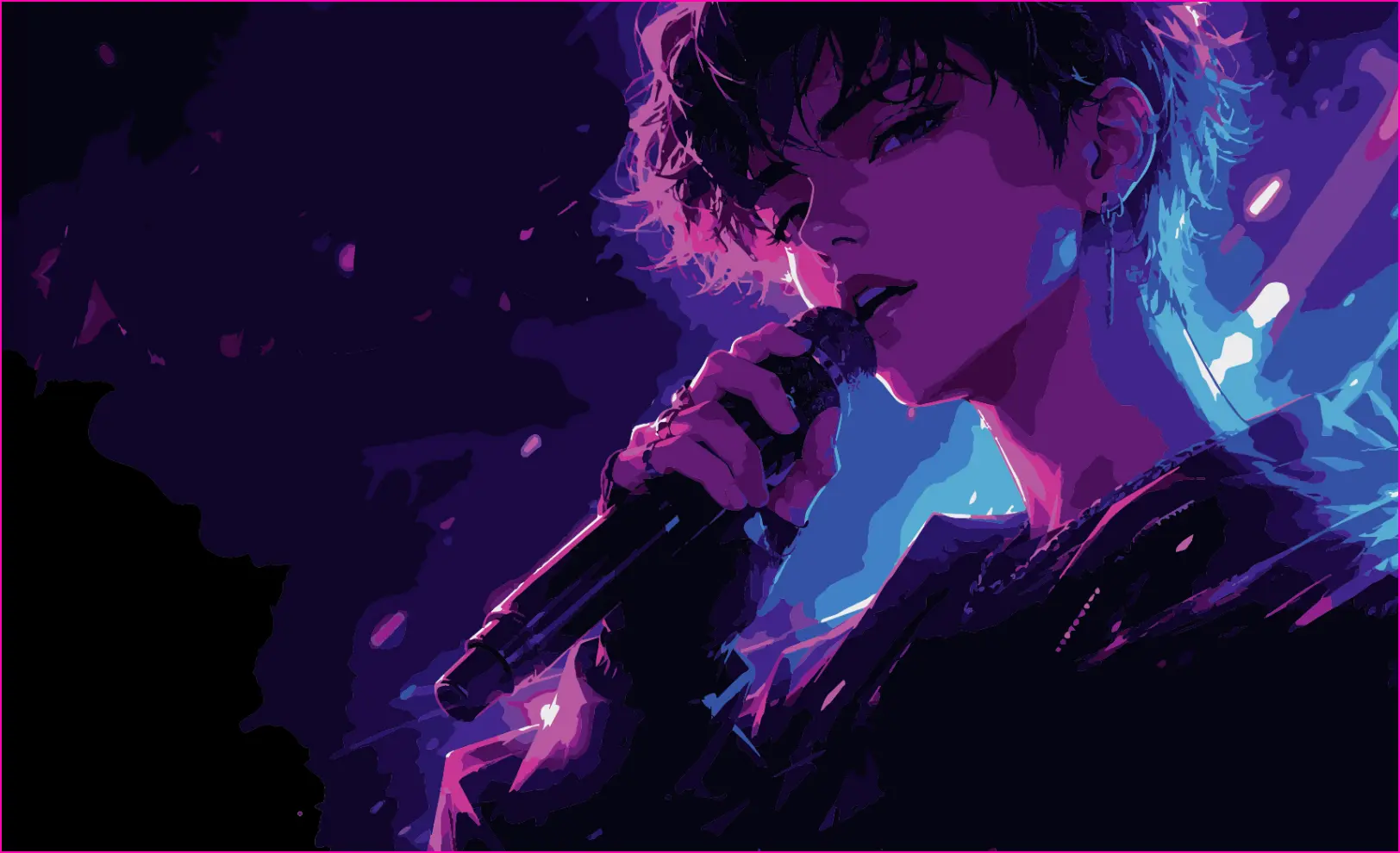Illustration eines K-Pop-Sängers mit Mikrofon